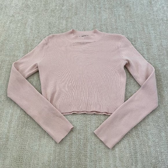 Brandy Melville Sweaters - Brandy Melville Cropped Pink Mockneck Sweater